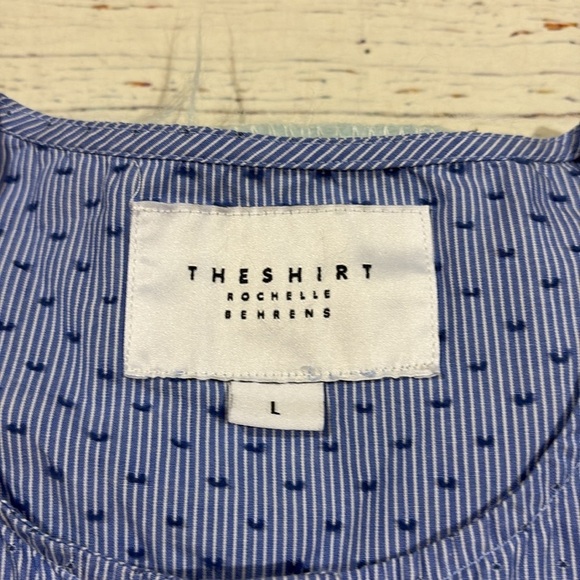 The Shirt Rochelle Behrens Stripe Ruffle Trim Button Front Blouse - Picture 2 of 9